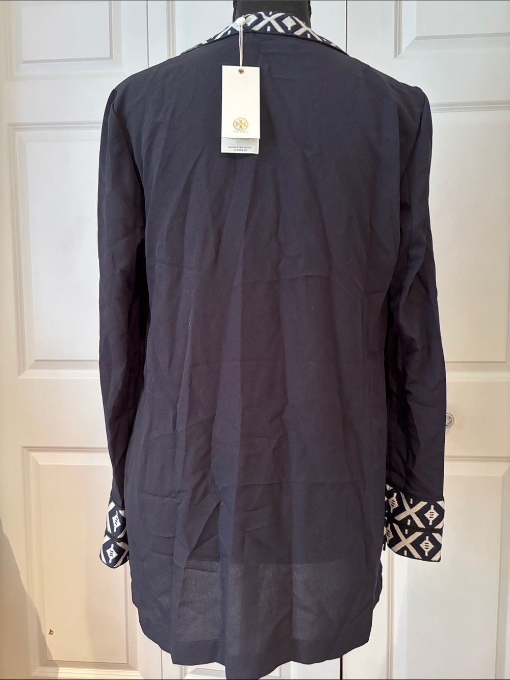 Tory Burch Navy Tunic with White Geometric Trim - Picture 8 of 12